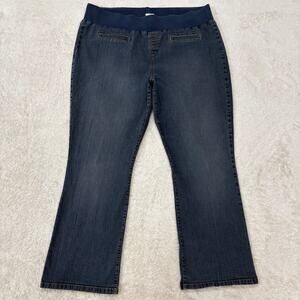 Duo Maternity Womens 2X Blue Stretch Full Panel Bootcut Jeans Plus Size 31”